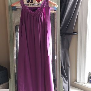 Magenta, silk cocktail dress.
